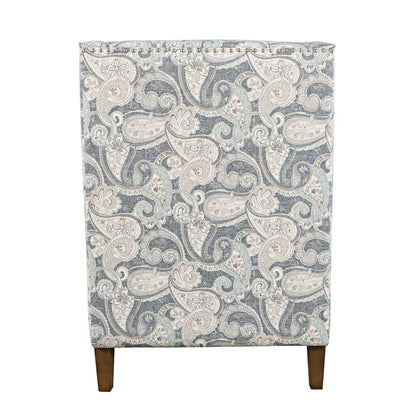 Jofran - Westbrook Paisley Fabric Transitional Upholstered Accent Chair with Nailhead Trim - DUVAL-CH-DENIM view 3