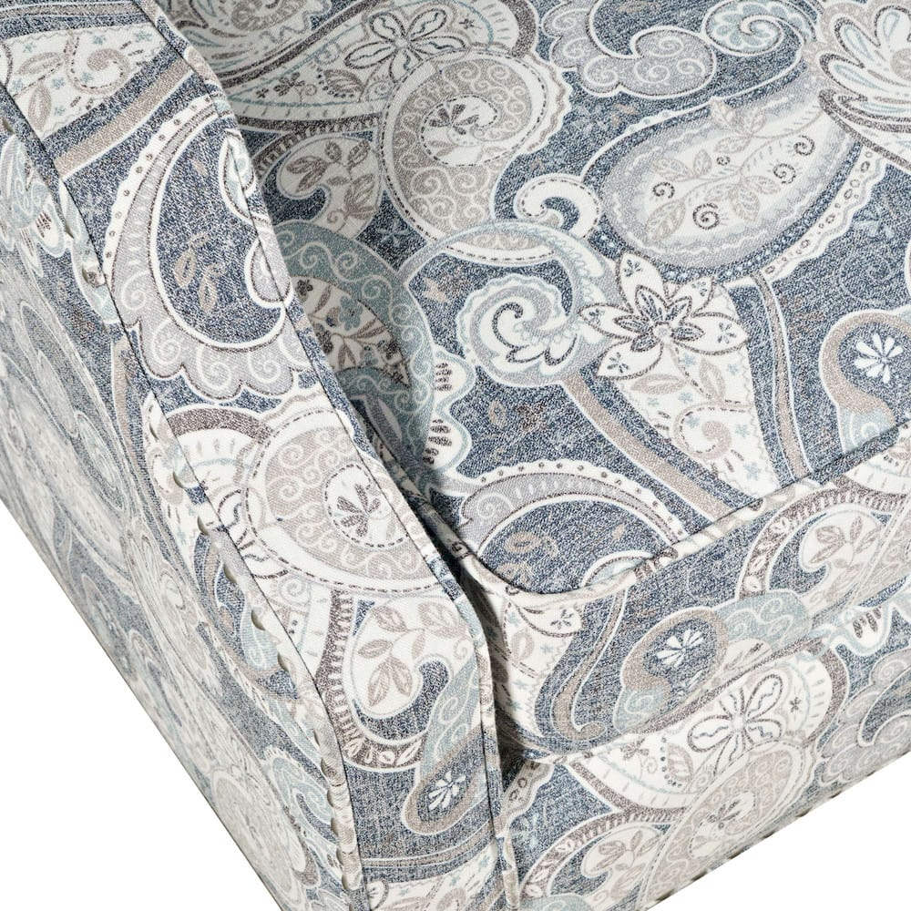Jofran - Westbrook Paisley Fabric Transitional Upholstered Accent Chair with Nailhead Trim - DUVAL-CH-DENIM view 4