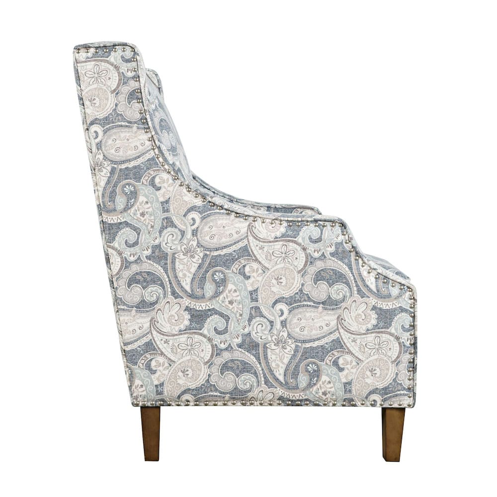 Jofran - Westbrook Paisley Fabric Transitional Upholstered Accent Chair with Nailhead Trim - DUVAL-CH-DENIM view 5