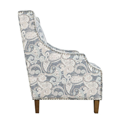 Jofran - Westbrook Paisley Fabric Transitional Upholstered Accent Chair with Nailhead Trim - DUVAL-CH-DENIM view 5