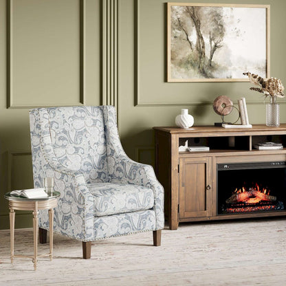Jofran - Westbrook Paisley Fabric Transitional Upholstered Accent Chair with Nailhead Trim - DUVAL-CH-DENIM view 7