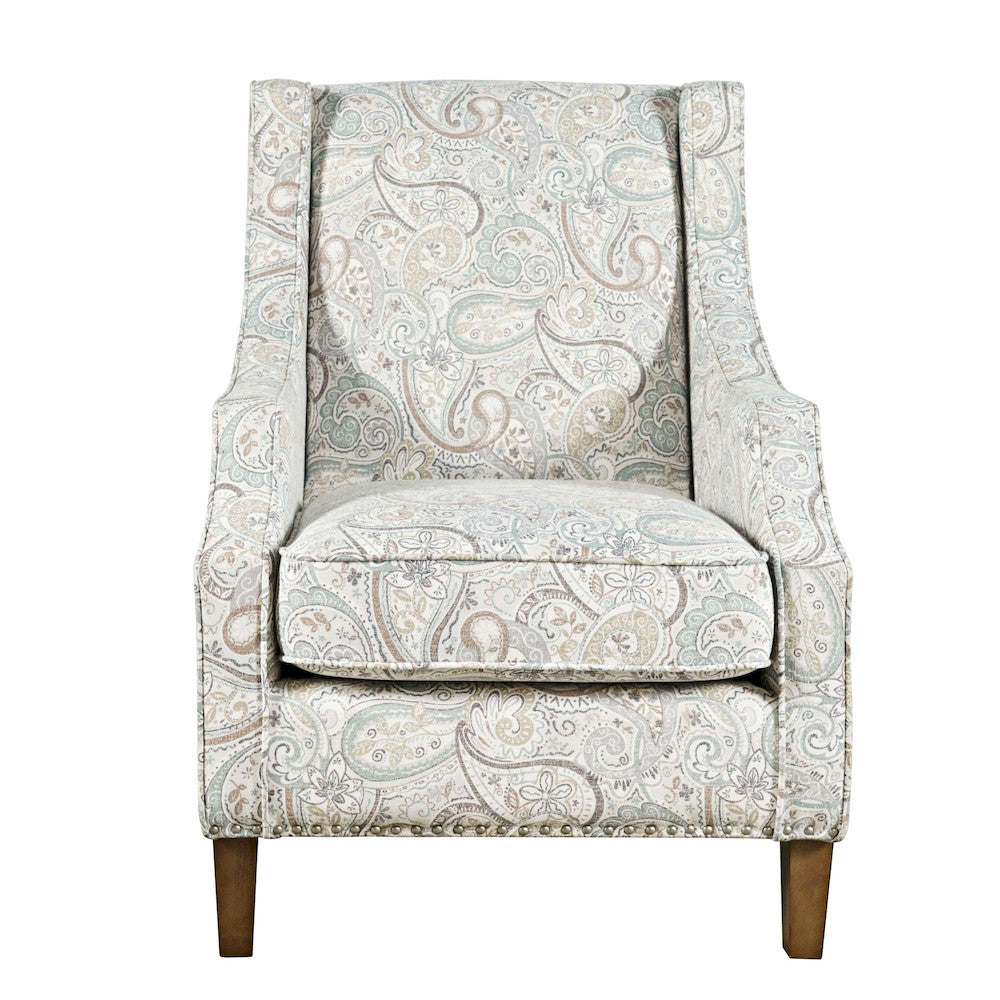 Jofran - Westbrook Paisley Fabric Transitional Upholstered Accent Chair with Nailhead Trim - DUVAL-CH-SAGE view 1
