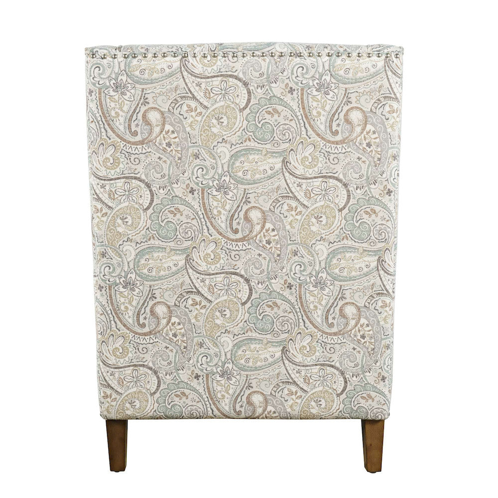 Jofran - Westbrook Paisley Fabric Transitional Upholstered Accent Chair with Nailhead Trim - DUVAL-CH-SAGE view 3