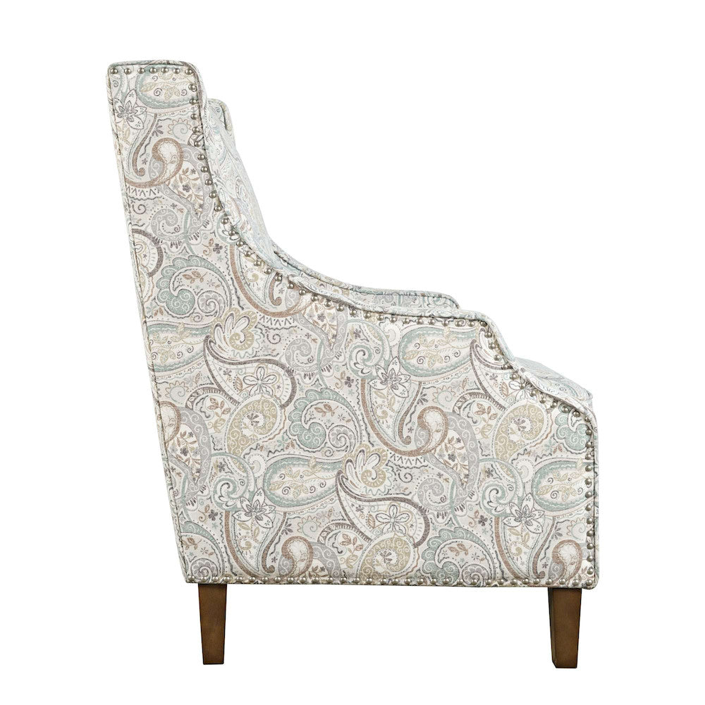 Jofran - Westbrook Paisley Fabric Transitional Upholstered Accent Chair with Nailhead Trim - DUVAL-CH-SAGE view 5