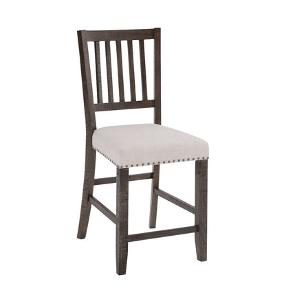Jofran - Willow Creek Slatback Upholstered Counter Stool (Set of 2) - Distressed Brown - 2021-BS418KD view 3