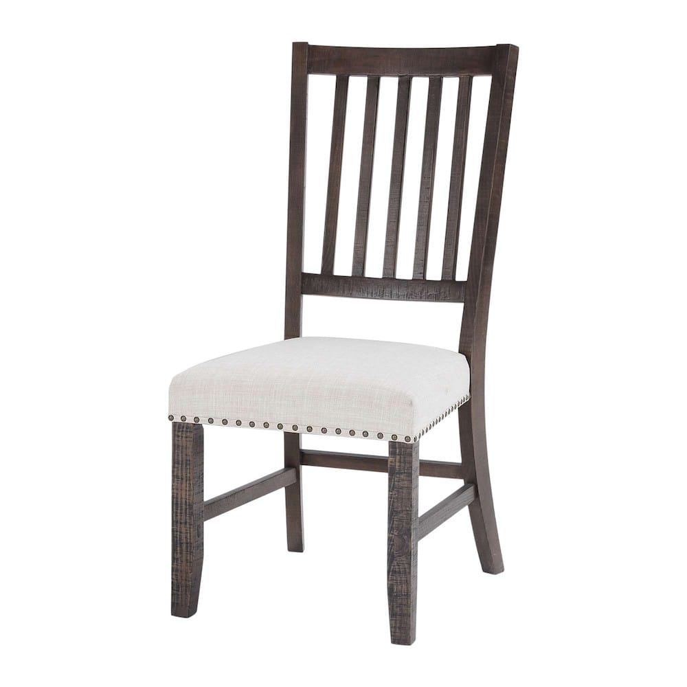 Jofran - Willow Creek Solid Pine Upholstered Slatback Chair (Set of 2) - Distressed Brown - 2021-398KD view 2