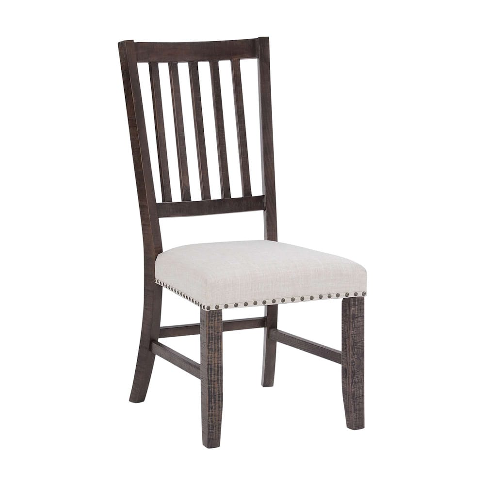 Jofran - Willow Creek Solid Pine Upholstered Slatback Chair (Set of 2) - Distressed Brown - 2021-398KD view 3