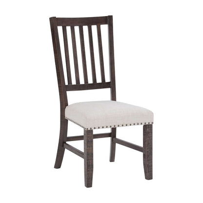Jofran - Willow Creek Solid Pine Upholstered Slatback Chair (Set of 2) - Distressed Brown - 2021-398KD view 3