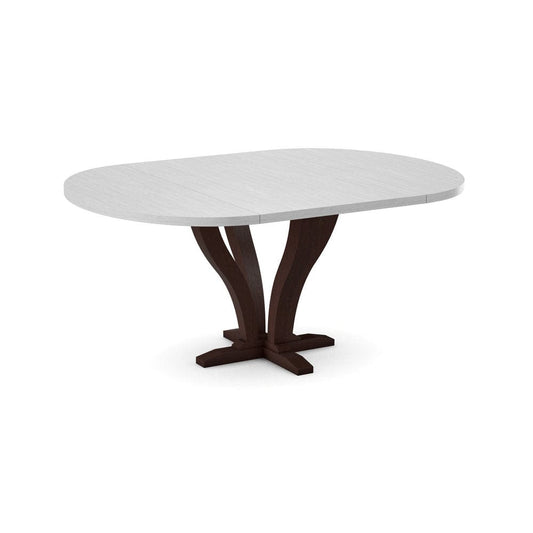 John Thomas Furniture - Curated 48X48X66 Table Top in Chalk with  Pedestal Base in Cognac - CTT-4866-28/CPB-25-51 view 1