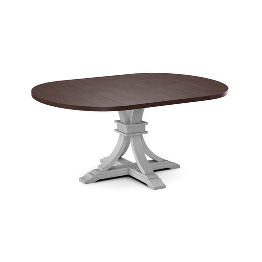 John Thomas Furniture - Curated 48X48X66 Table Top in Cognac with  Flair Pedestal Base in Chalk - CTT-4866-51/CPB-23-28 view 1