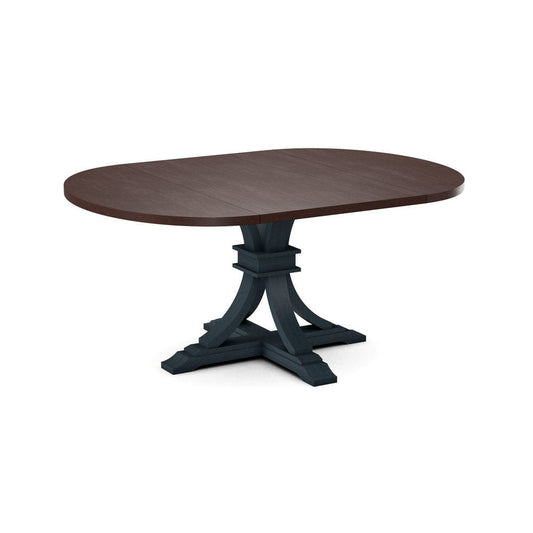 John Thomas Furniture - Curated 48X48X66 Table Top in Cognac with  Flair Pedestal Base in Denim - CTT-4866-51/CPB-23-81 view 1