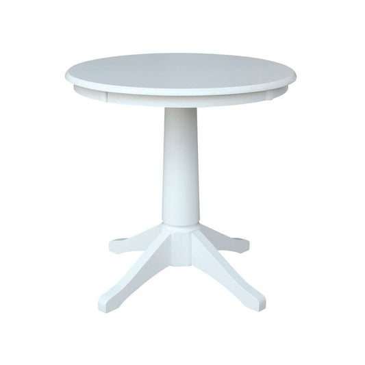 John Thomas Furniture - Dining Essentials - 30 Pedestal Table in Pure White - T08-30RT_T08-27B veiw 1