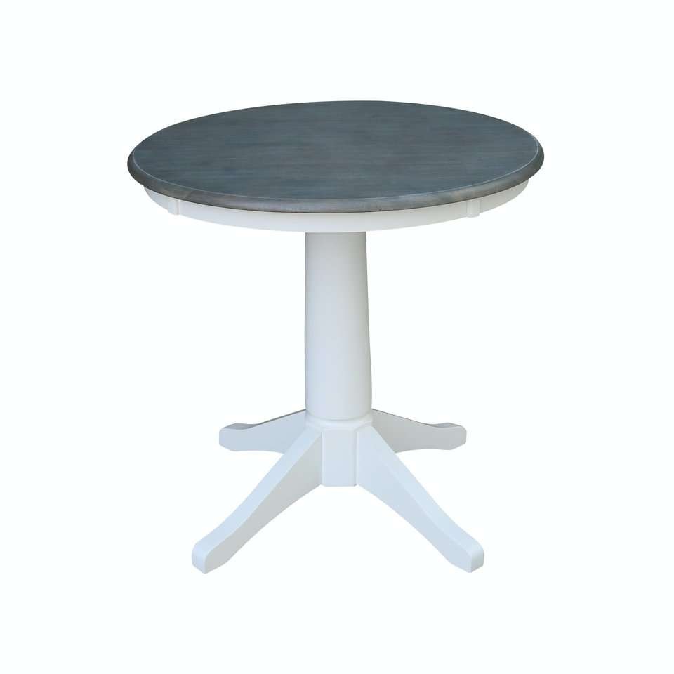 John Thomas Furniture - Dining Essentials - 30 Round Table Top w/ 30inH Transitional Pedestal in Heather Gray & White - T05-30RT_T08-27B veiw 1