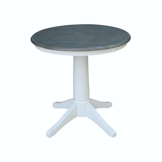 John Thomas Furniture - Dining Essentials - 30 Round Table Top w/ 30inH Transitional Pedestal in Heather Gray & White - T05-30RT_T08-27B veiw 1