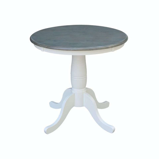 John Thomas Furniture - Dining Essentials - 30in Round Table Top in Heather Gray and White with 30inH Traditional Pedestal in White - T05-30RT_T08-30P veiw 1