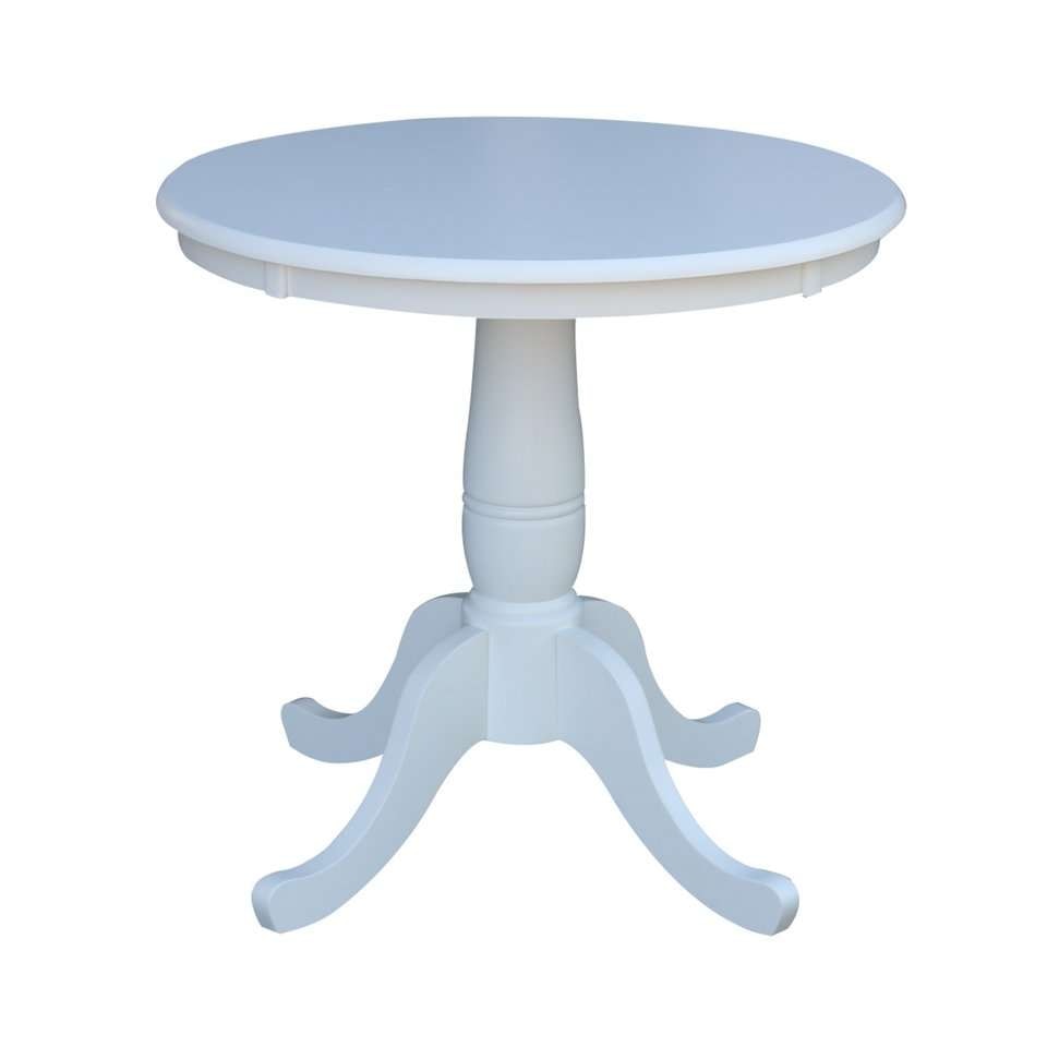 John Thomas Furniture - Dining Essentials - 30 Round Table Top w/30inH Traditional Pedestal in Pure White - T08-30RT_T08-30P veiw 1
