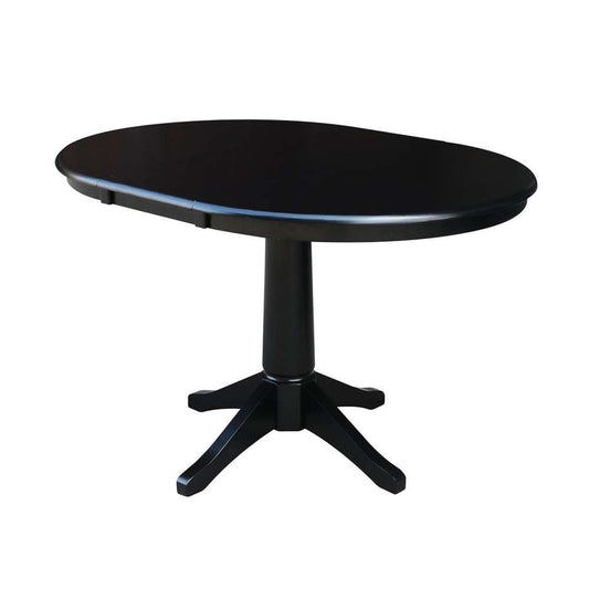 John Thomas Furniture - Dining Essentials - 36in Extension Table Top w/ 30inH Transitional Pedestal in Black - T46-36RXT_T46-27B veiw 1