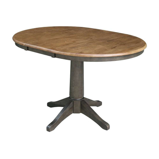 John Thomas Furniture - Dining Essentials - 36in Extension Table Top w/30inH Transitional Pedestal in Hickory/Coal - T45-36RXT_T145-27B veiw 1