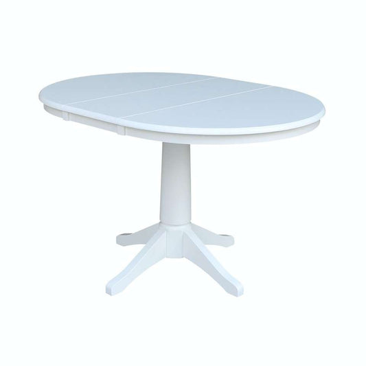 John Thomas Furniture - Dining Essentials - 36in Extension Table Top w/ 30inH Transitional Pedestal in Pure White - T08-36RXT_T08-27B veiw 1