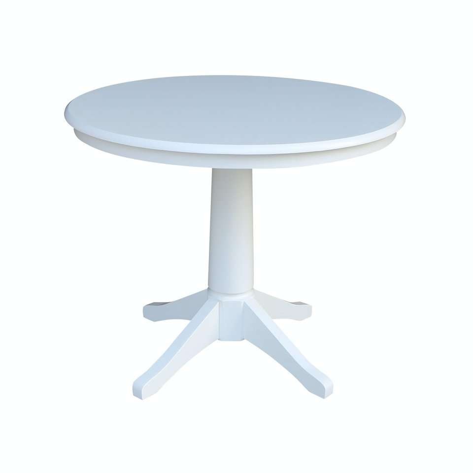 John Thomas Furniture - Dining Essentials - 36 Round Pedestal Table w/ 30inH Transitional Pedestal in Pure White - T08-36RT_T08-27B veiw 1
