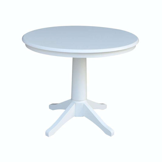 John Thomas Furniture - Dining Essentials - 36 Round Pedestal Table w/ 30inH Transitional Pedestal in Pure White - T08-36RT_T08-27B veiw 1
