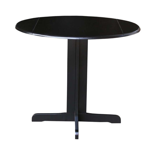 John Thomas Furniture - Dining Essentials - 36in Round Drop Leaf Pedestal Table in Black - T46-36RP veiw 1