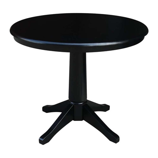 John Thomas Furniture - Dining Essentials - 36 Round Table Top w/30inH Transitional Pedestal in Black - T46-36RT_T46-27B veiw 1