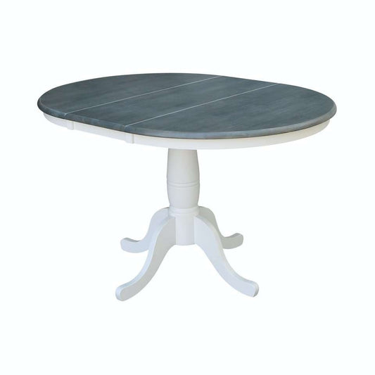John Thomas Furniture - Dining Essentials - 36in Extension Table Top w/ 30inH Traditional Pedestal in Heather Gray & White - T05-36RXT_T08-30P veiw 1