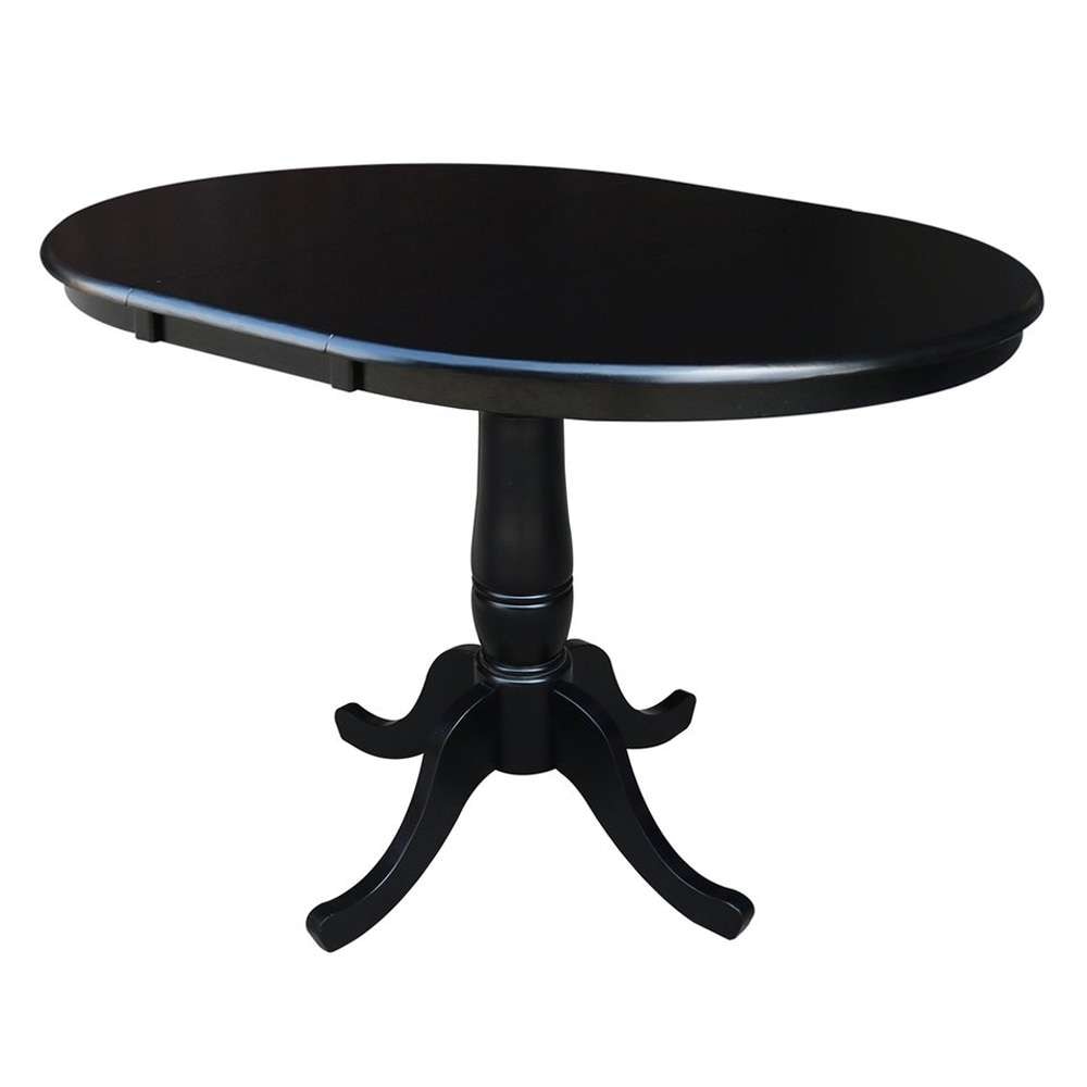 John Thomas Furniture - Dining Essentials - 36in Extension Table Top w/30inH Traditional Pedestal in Black - T46-36RXT_T46-30P veiw 1