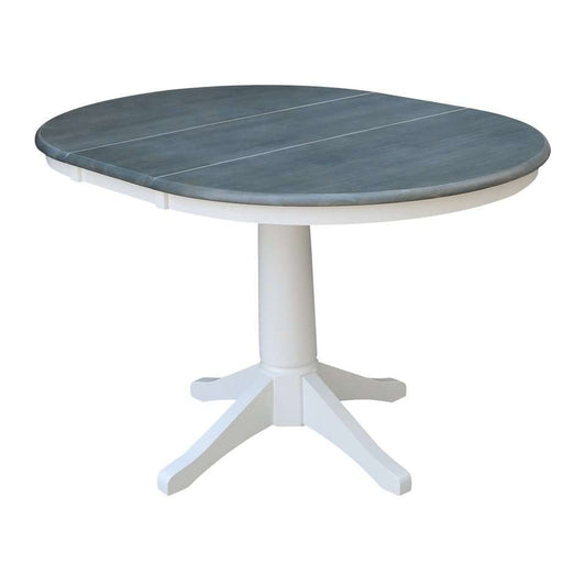 John Thomas Furniture - Dining Essentials - 36in Extension Table Top w/ 30inH Transitional Pedestal in Heather Gray/ White - T05-36RXT_T08-27B veiw 1