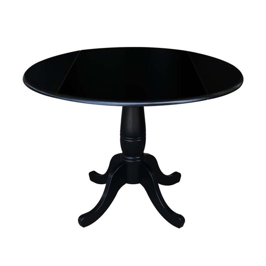 John Thomas Furniture - Dining Essentials - 42in Drop Leaf Table Top w/30inH Traditional Pedestal in Black - T46-42DPT_T46-30P veiw 1