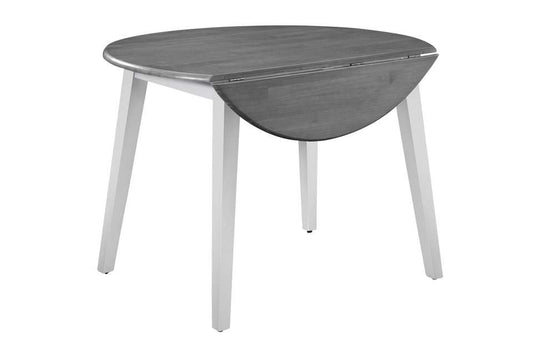 John Thomas Furniture - Dining Essentials - 42in Round Drop Leaf Table in Heather Gray & White - T05-42DL veiw 1