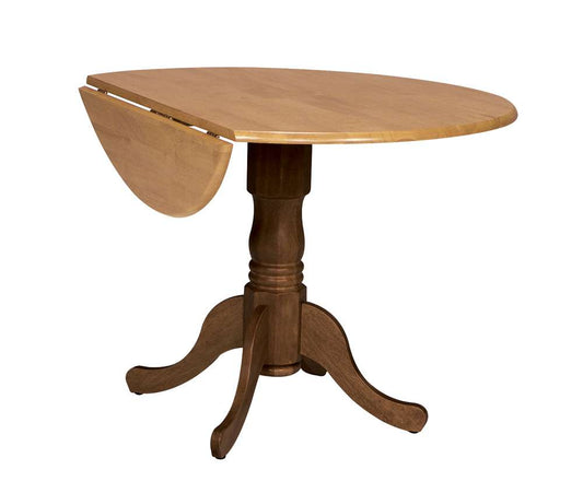 John Thomas Furniture - Dining Essentials - 42in Round Drop Leaf Pedestal Table in Cinnamon & Espresso - T58-42DP_JT veiw 1