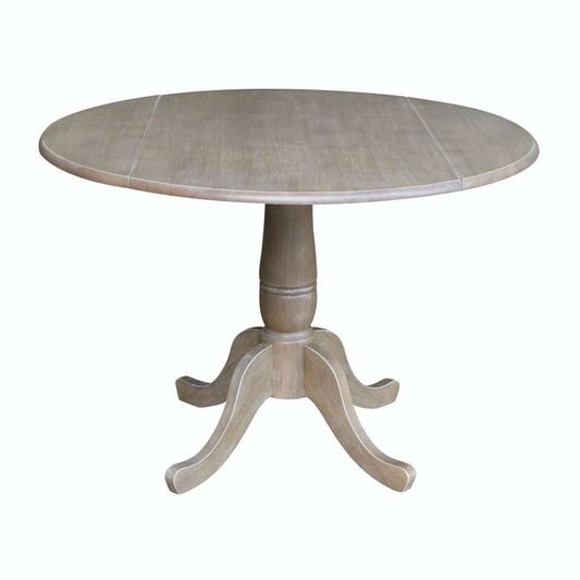 John Thomas Furniture - Dining Essentials - 42in Drop Leaf Table Top w/ 30in H Traditional Pedestal in Taupe Gray - T09-42DPT_T09-30P veiw 1
