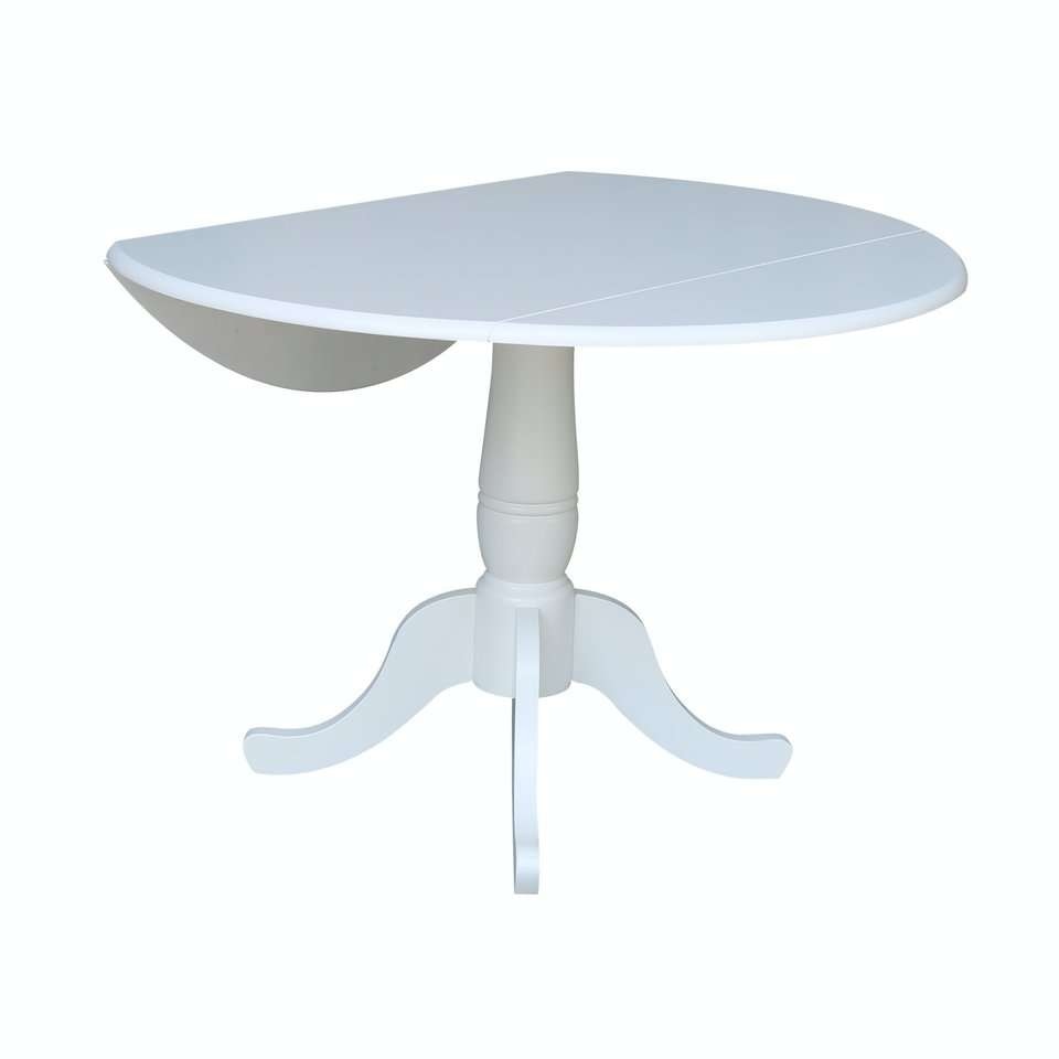 John Thomas Furniture - Dining Essentials - 42in Traditional Dropleaf Pedestal Table in Pure White - T08-42DP veiw 1