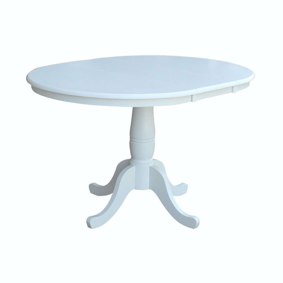 John Thomas Furniture - Dining Essentials - 36in Extension Table Top w/ 30inH Traditional Pedestal in Pure White - T08-36RXT_T08-30P veiw 1