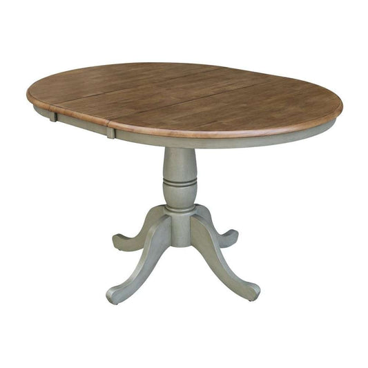 John Thomas Furniture - Dining Essentials - 36in Extension Table Top w/36inH Traditional Pedestal in Hickory/Stone - T41-36RXT_T141-30P veiw 1