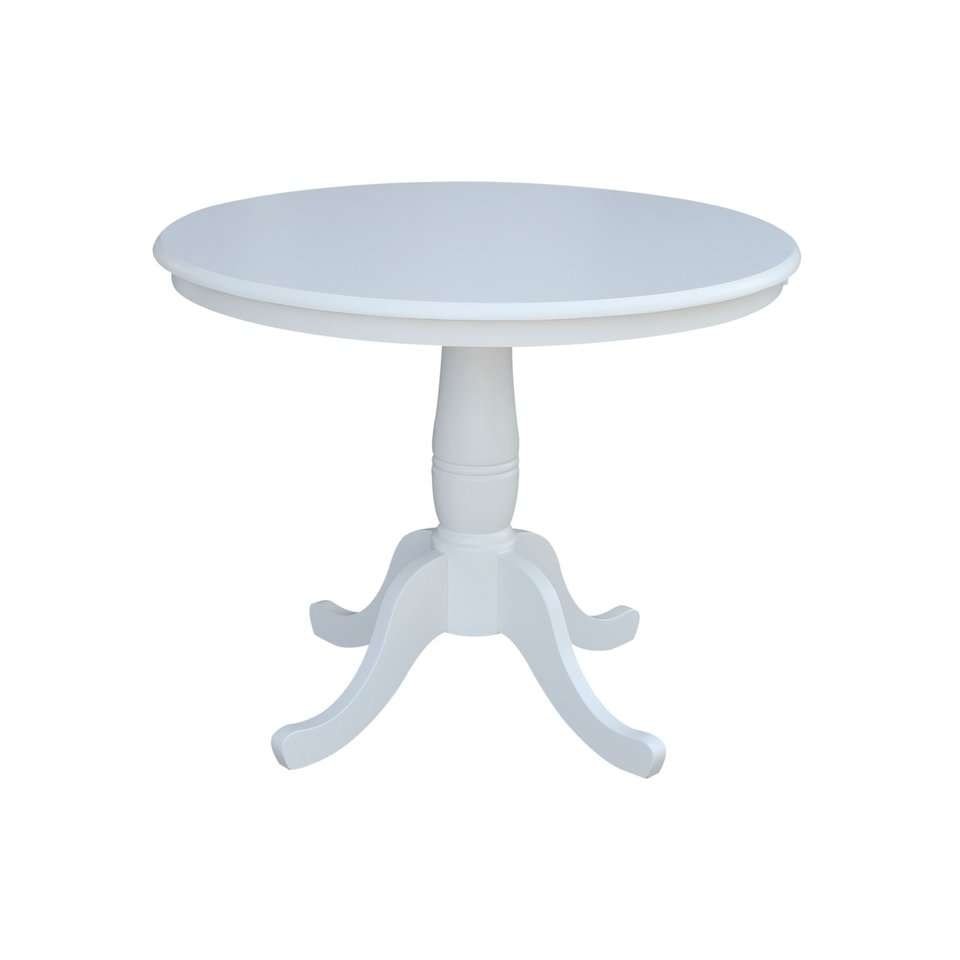 John Thomas Furniture - Dining Essentials - 36 Round Table Top w/30in H Traditional Pedestal in Pure White - T08-36RT_T08-30P veiw 1