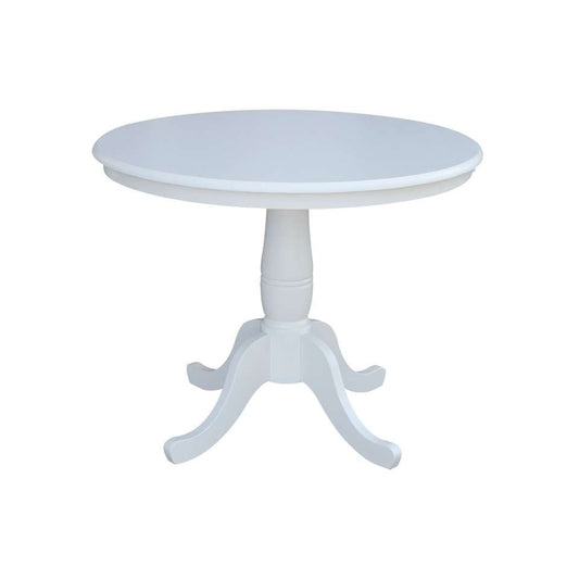 John Thomas Furniture - Dining Essentials - 36 Round Table Top w/30in H Traditional Pedestal in Pure White - T08-36RT_T08-30P veiw 1