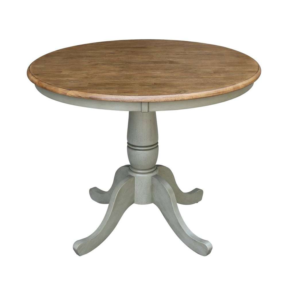John Thomas Furniture - Dining Essentials - 36 Round Table Top w/ 30in H Traditional Pedestal Table in Hickory / Stone - T41-36RT_T141-30P veiw 1