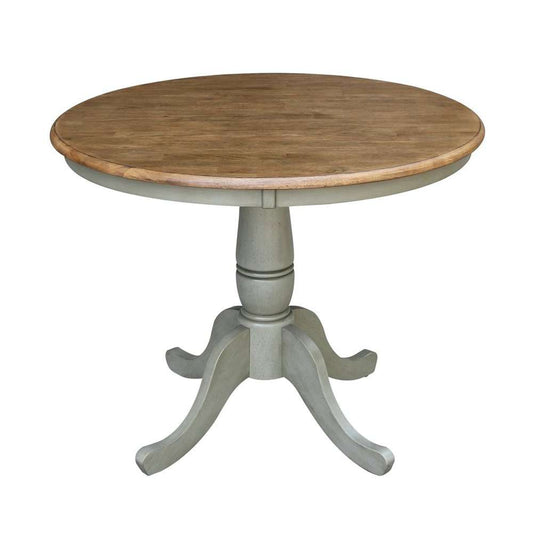 John Thomas Furniture - Dining Essentials - 36 Round Table Top w/ 30in H Traditional Pedestal Table in Hickory / Stone - T41-36RT_T141-30P veiw 1