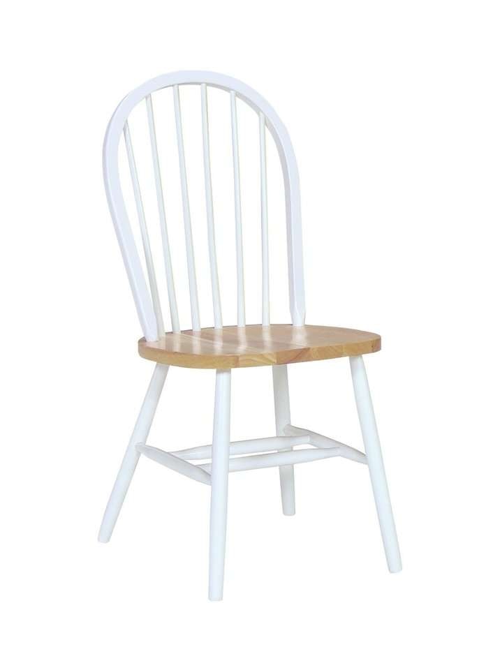John Thomas Furniture - Dining Essentials - White/Natural Windsor Spindle Chair (Set of 2) - C02-112 veiw 1