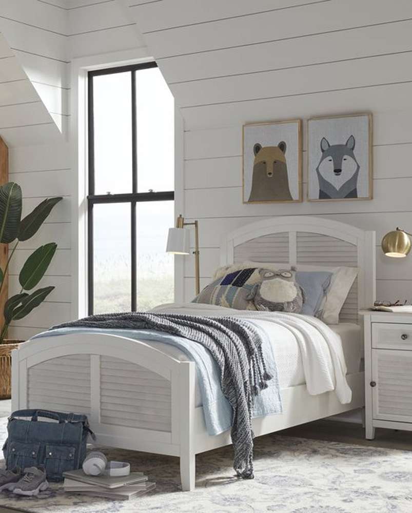 John Thomas Furniture - Hampton - Twin High Tide Arch Bed in Chalk and White - BD128-1202TF_BD128-1202TH_BD08-901TR veiw 1