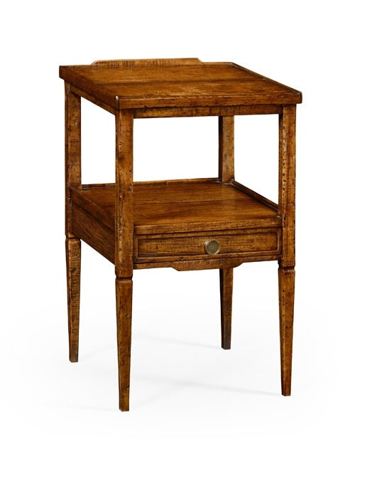 Jonathan Charles Fine Furniture - Casually Country Walnut Square Lamp Table with Drawer - 491023-CFW veiw 1