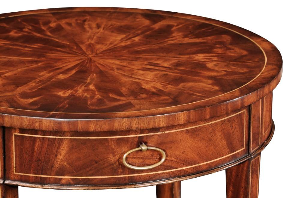 Jonathan Charles Fine Furniture - Clean and Classic Round Mahogany Side Table Fine Stringing - 494003-LAM veiw 3