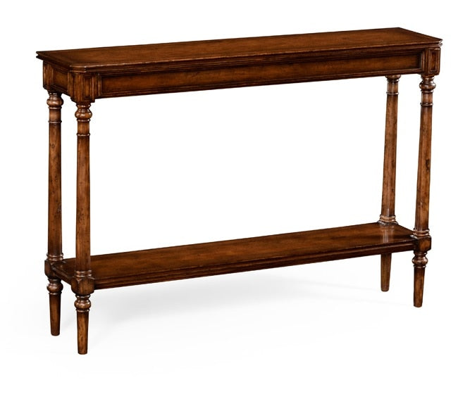 Jonathan Charles Fine Furniture - Country Farmhouse Country Living Style Narrow Walnut Console Table - 494601-WAL veiw 1