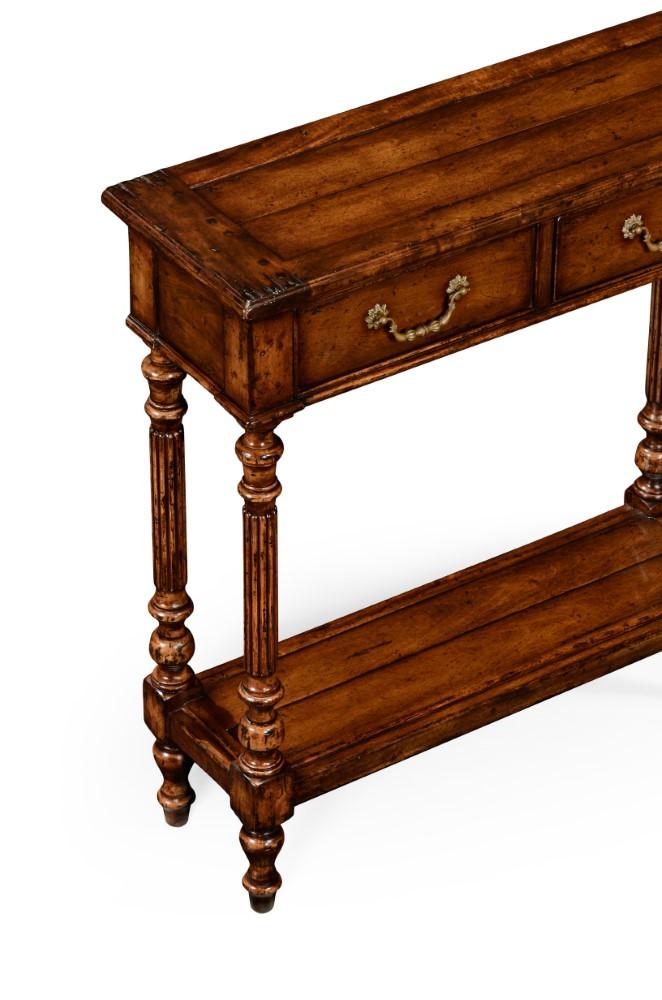 Jonathan Charles Fine Furniture - Country Farmhouse Narrow Walnut Small Console Table - 493143-WCD veiw 2