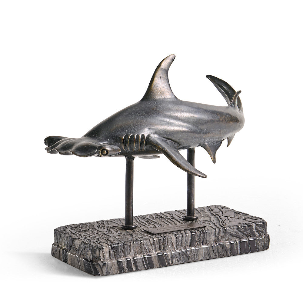 Jonathan Charles Fine Furniture - Arc Hammerhead Shark Bronze Statue with Marble Base - 496216-DRB view 1