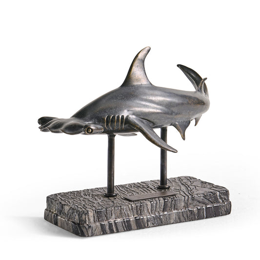 Jonathan Charles Fine Furniture - Arc Hammerhead Shark Bronze Statue with Marble Base - 496216-DRB view 1