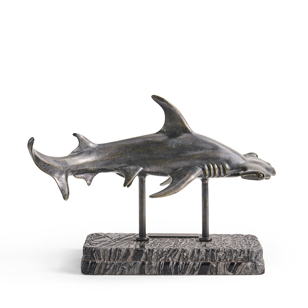 Jonathan Charles Fine Furniture - Arc Hammerhead Shark Bronze Statue with Marble Base - 496216-DRB view 4